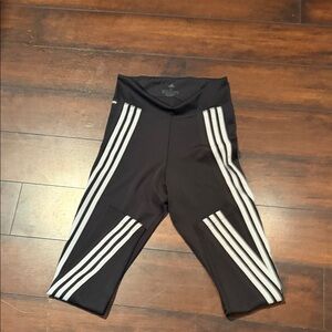 Adidas Black Leggings with White Stripes